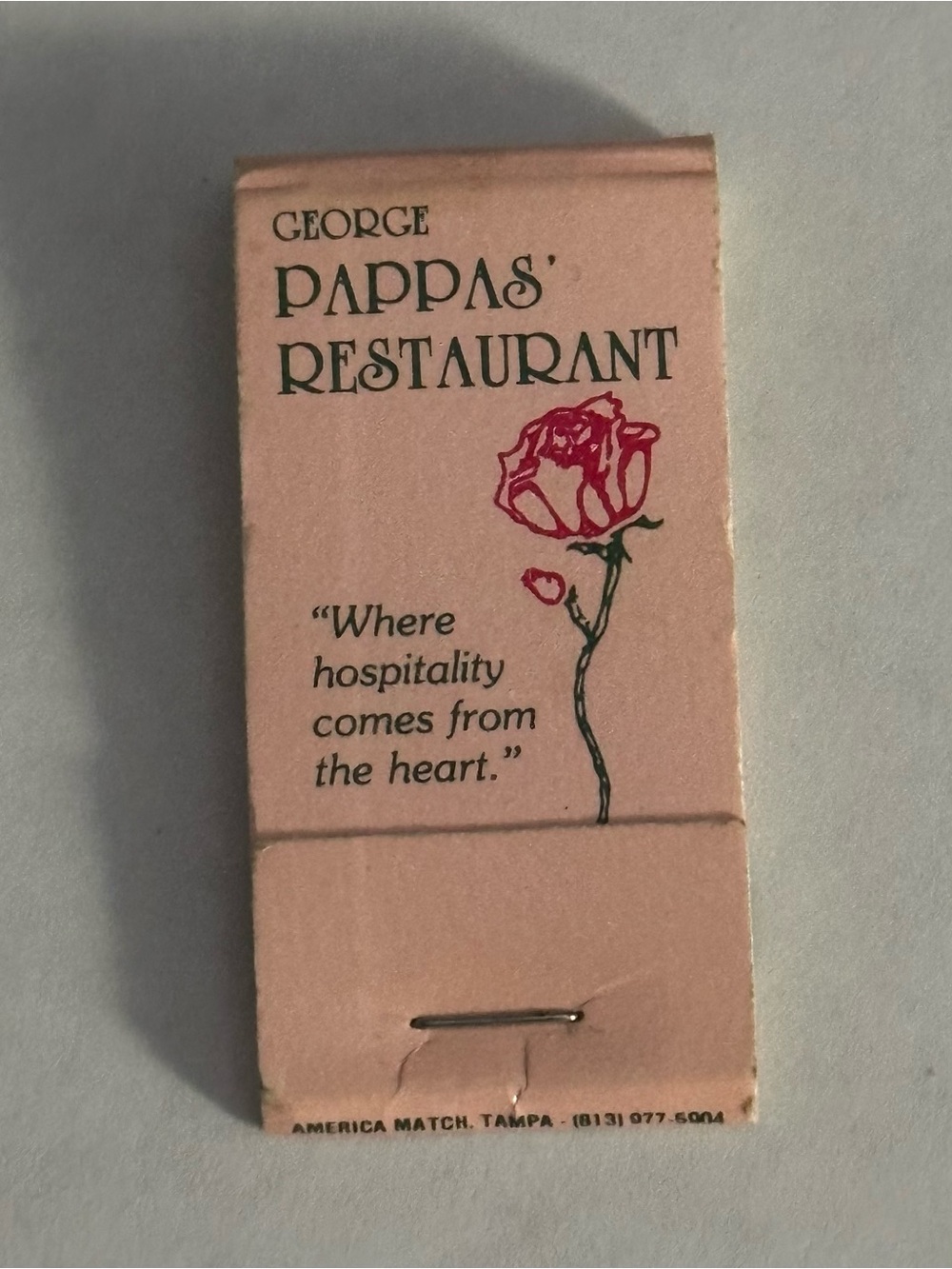 Vintage Mini Matchbook George Ginny Pappas Restaurant Pink Largo Fl Florida